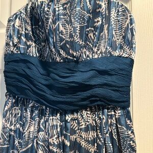 BCBG Strapless dark teal printed maxi dress size 6